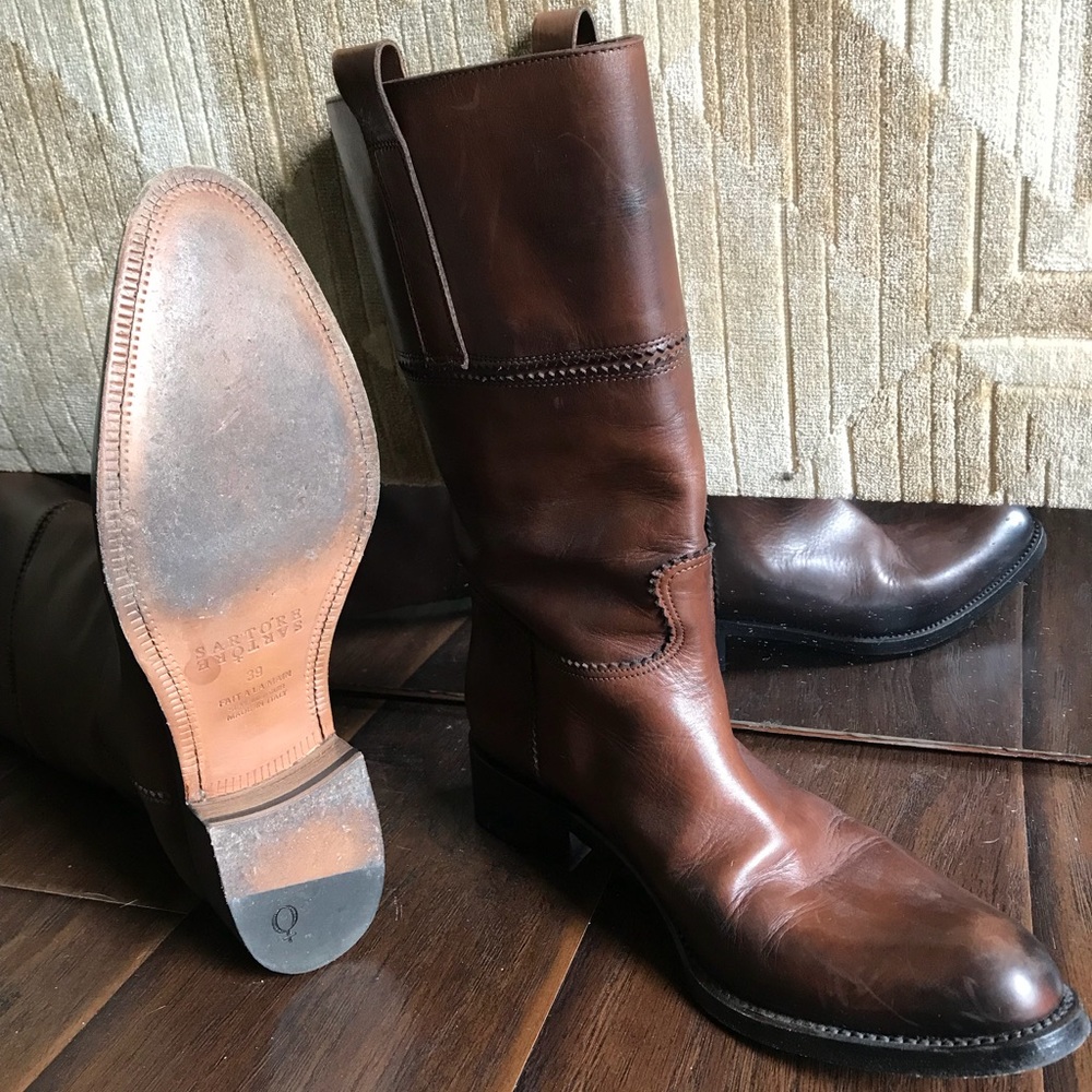 Sartore Burgundy Brown Leather Riding Boot